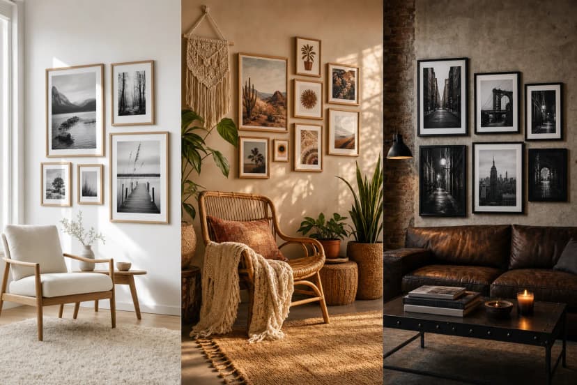 Wall decor by interior style: Scandinavian, boho, industrial