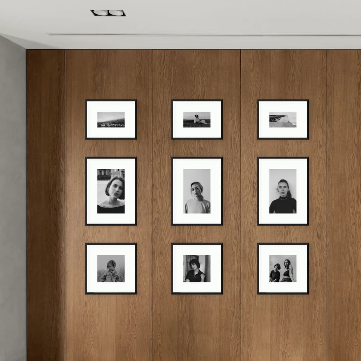 Parete fotografica 9 cornici - Ordine monocromatico - vista interna