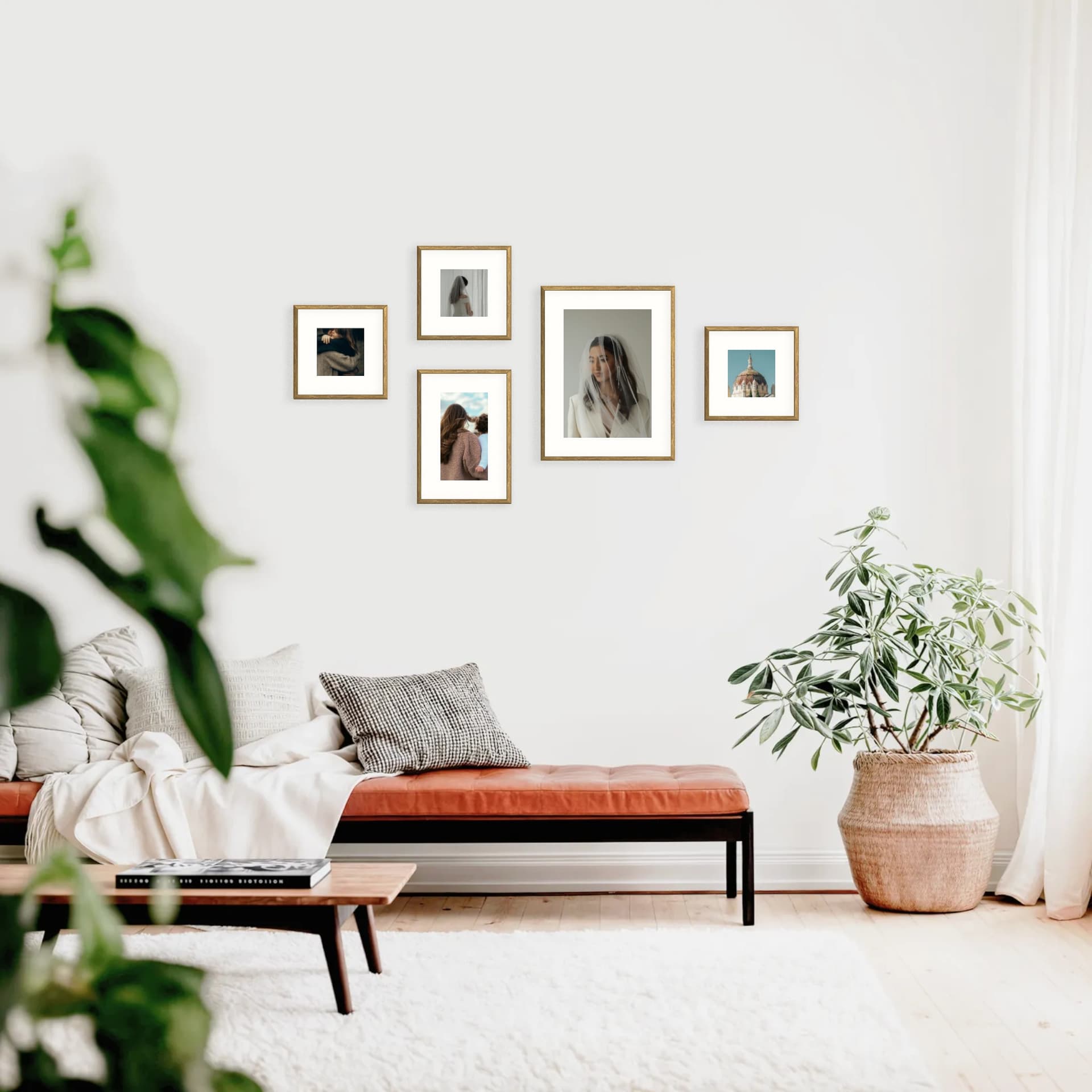 Fotowand 5 lijsten - Organic Flow - binnenweergave