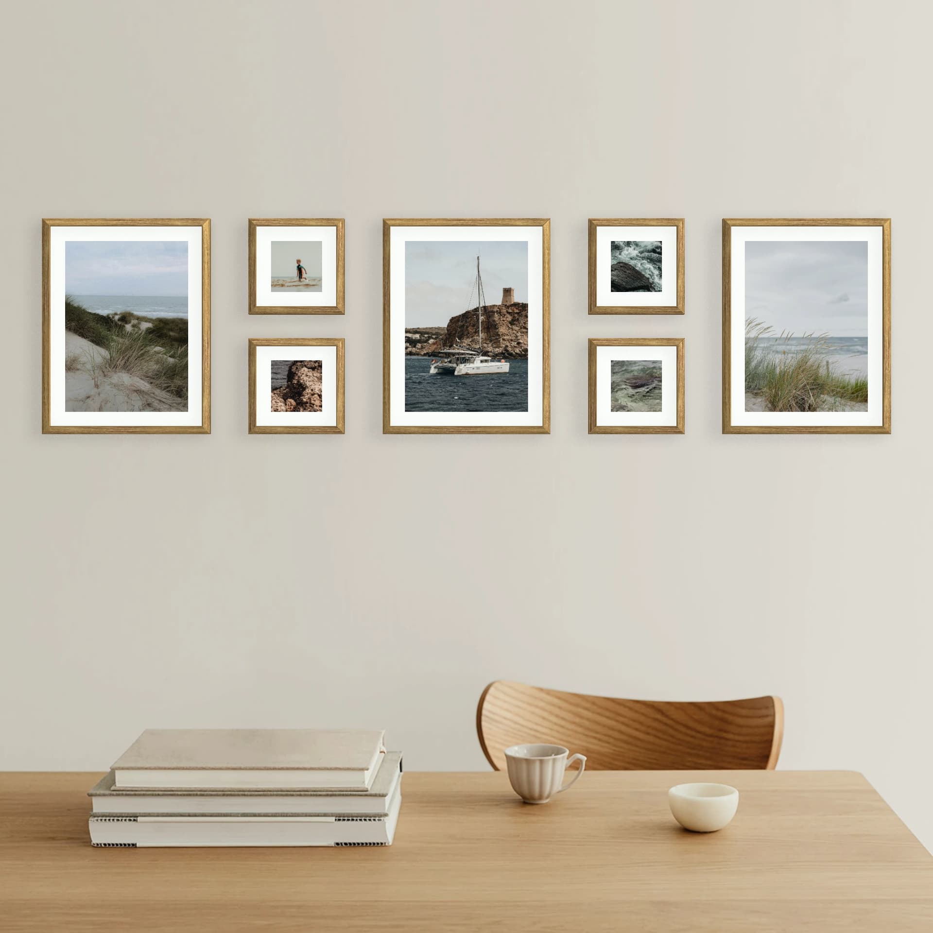 Valokuvaseinä 7 kehystä - Harbor Line - päänäkymä