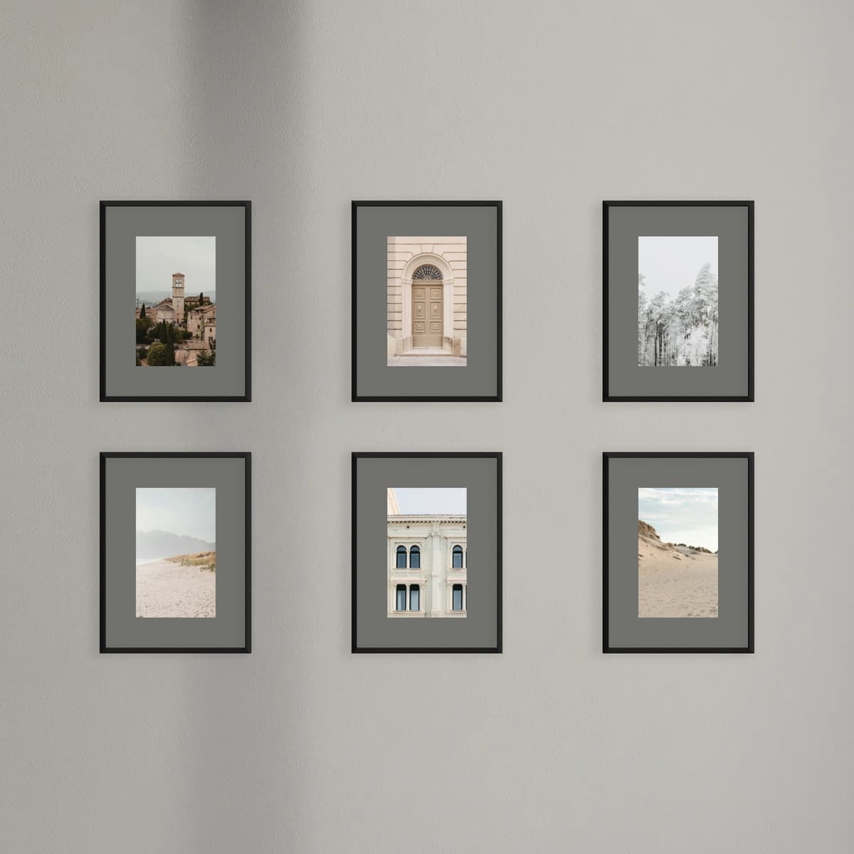 Parete fotografica 6 cornici - Asse moderno - vista principale