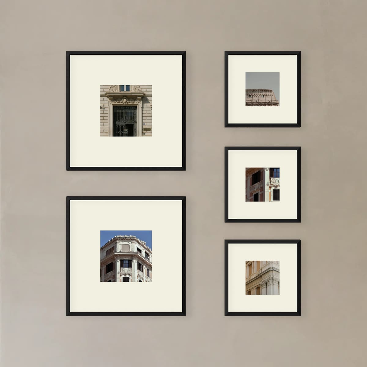 Parete fotografica 5 cornici - Geometria moderna - vista principale