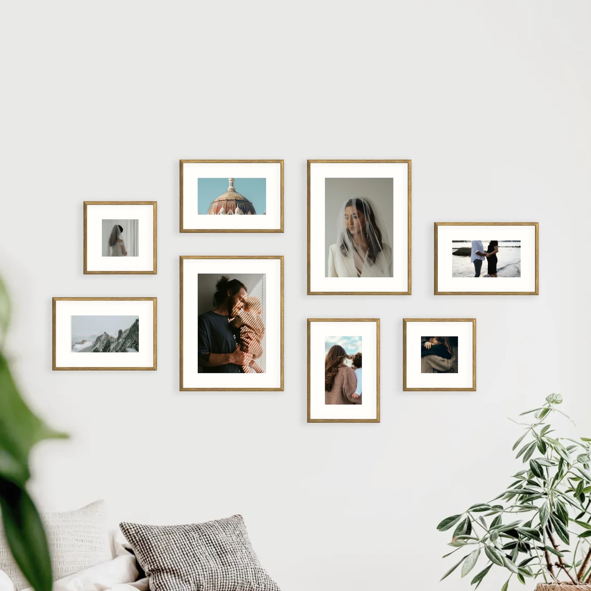 Parete fotografica 8 cornici - Organic Flow - vista principale